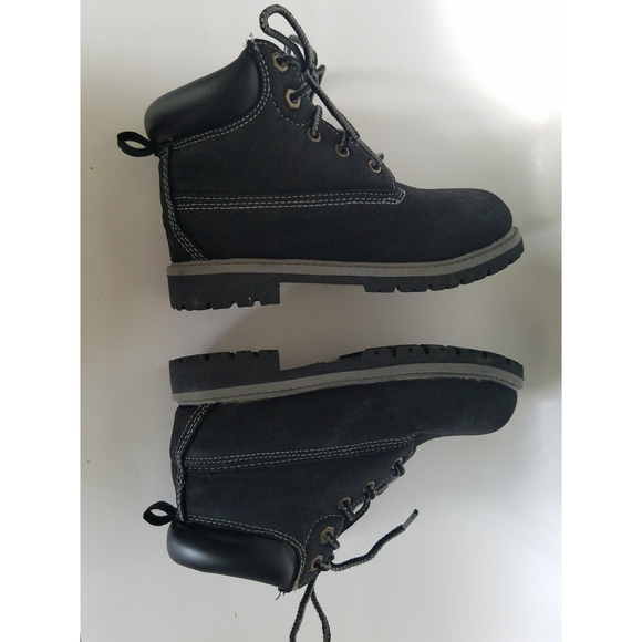 Faded Glory Black Kids Laced Up Boots Shoe Size 1 Youth - Picture 11 of 12